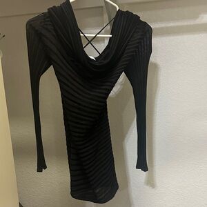 Cache Black Off-The-Shoulder Ribbed Body Con top
